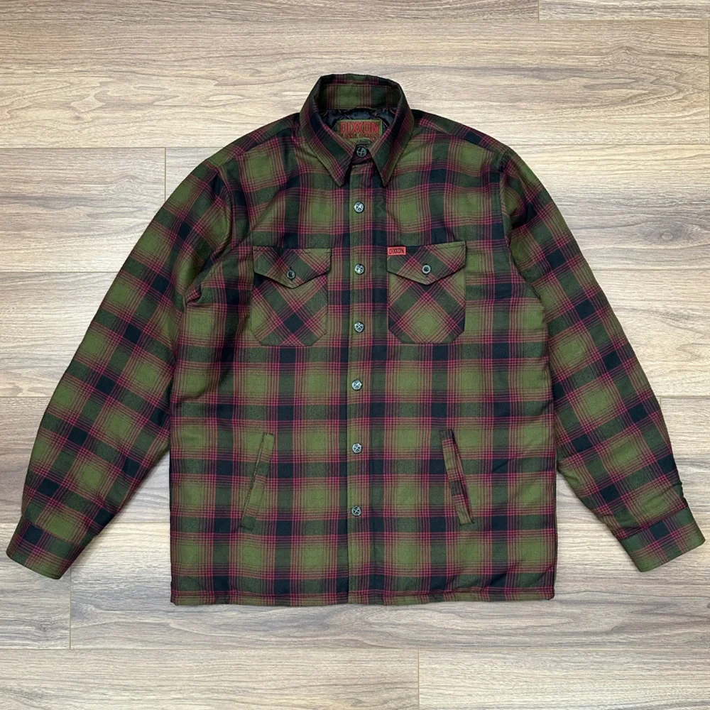Dixxon Flannel The Payback Jacket Quilted Pearl Snap in Green/Black Size Large
